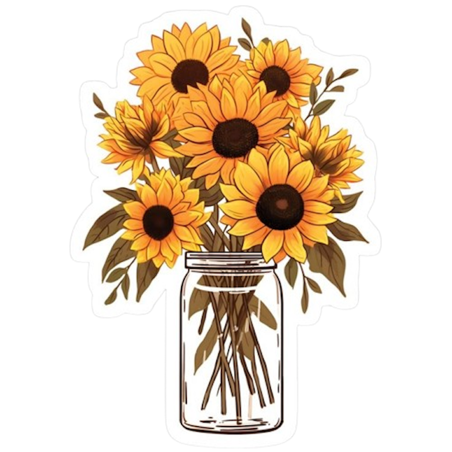 SUNFLOWER IN VASE STICKER
