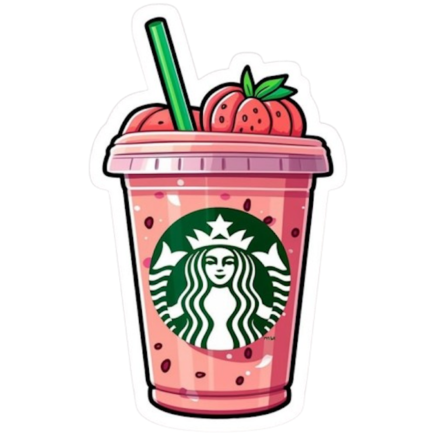 STRAWBERRY STARBUCKS STICKER