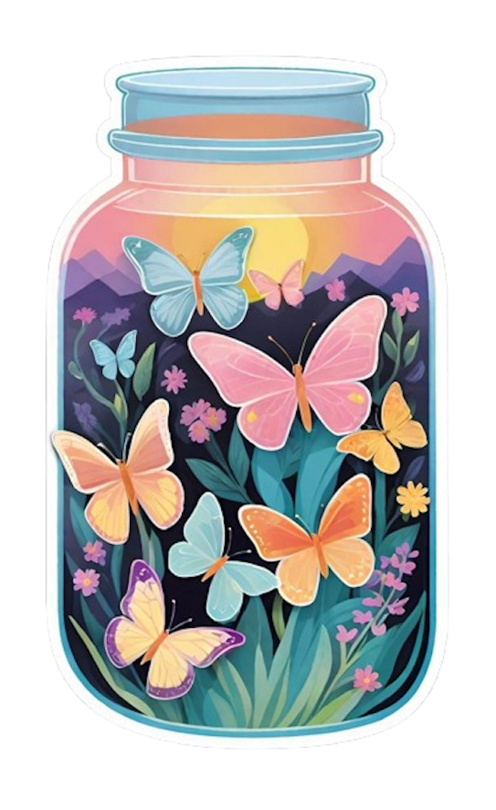BUTTERFLIES IN JAR STICKER