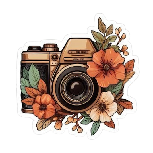 VINTAGE CAMERA FLOWER STICKER