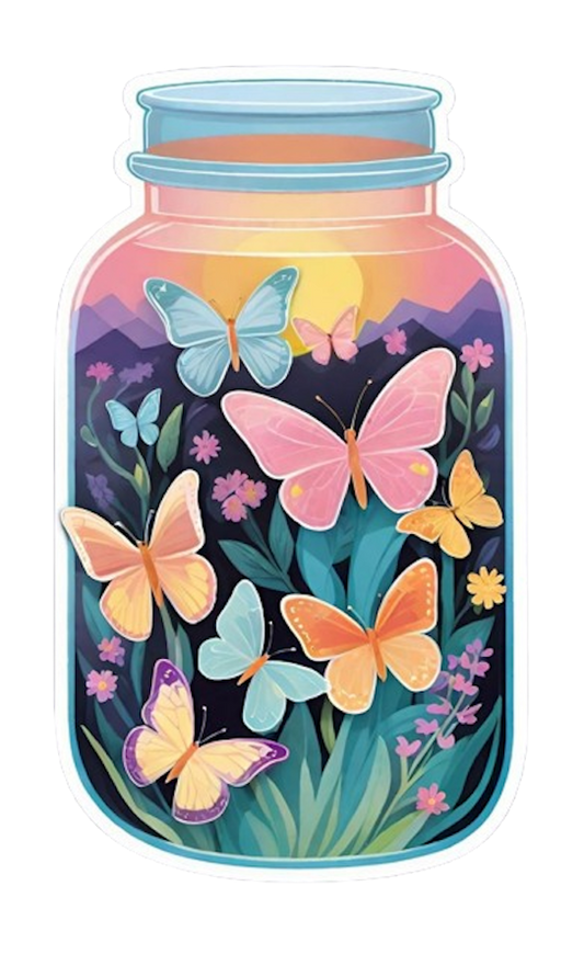 BUTTERFLIES IN JAR STICKER
