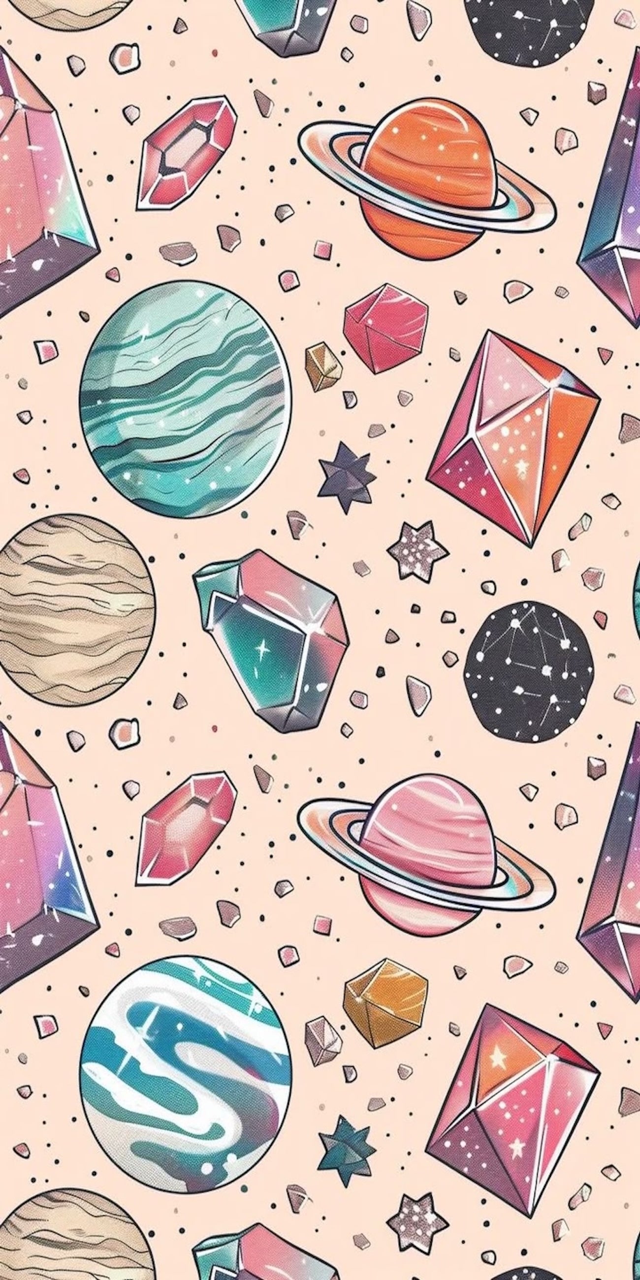 CRYSTALS AND PLANET IPHONE CASE